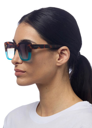 ok044-hb Okkia Elba Italiaanse dames zonnebril havana blauw