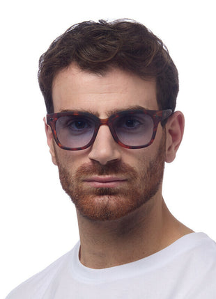 OK012 OKKIA Giovanni zonnebril unisex classic havana blauwe glazen