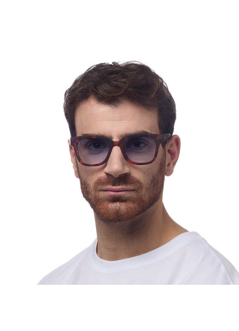 OK012 OKKIA Giovanni zonnebril unisex classic havana blauwe glazen