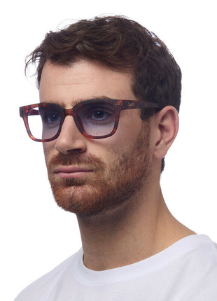 OK012 OKKIA Giovanni zonnebril unisex classic havana blauwe glazen
