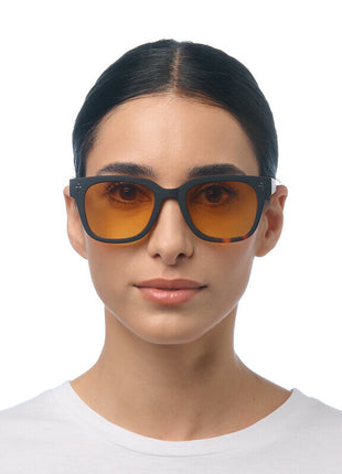 OK012B3H-YE OKKIA Giovanni zonnebril unisex zwart havana gele glazen