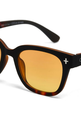 OK012B3H-YE OKKIA Giovanni zonnebril unisex zwart havana gele glazen