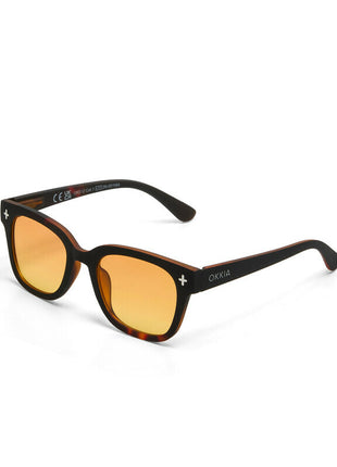 OK012B3H-YE OKKIA Giovanni zonnebril unisex zwart havana gele glazen
