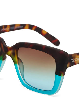 ok044-hb Okkia Elba Italiaanse dames zonnebril havana blauw