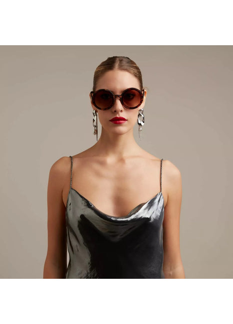 OK014-CH OKKIA Monica Round dames zonnebril classic havana