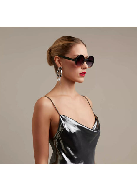 OK014-BP OKKIA Monica Round dames zonnebril black shaded rose