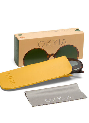 OK014 OKKIA Monica dames zonnebril classic havana groene glazen