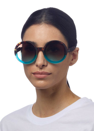 OKKIA Monica Round dames zonnebril havana blauw