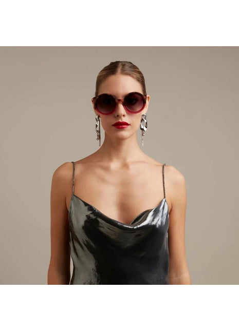 OKKIA Monica Round dames zonnebril havana roze