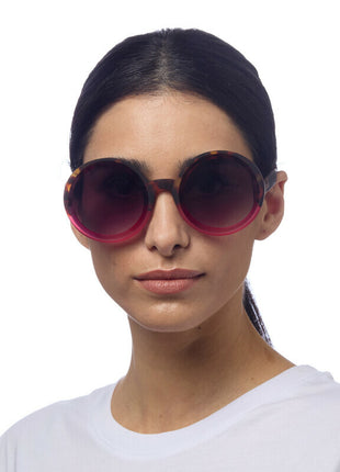 OK014-HP OKKIA Monica Round dames zonnebril havana roze