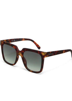OK040CH-GR Okkia Roma unisex zonnebril classic havana, groene glazen