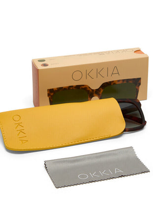 OK040CH-GR Okkia Roma unisex zonnebril classic havana, groene glazen
