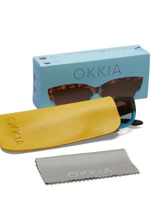 Okkia Silvia dames zonnebril havana blauw