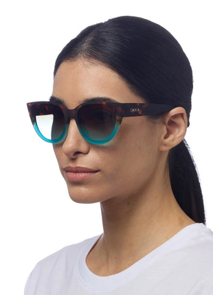 Okkia Silvia dames zonnebril havana blauw montuur modieus italiaanse bril ok020