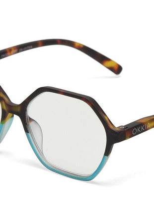 OK036HB Okkia Venezia dames leesbril havana blauw - kies uw sterkte