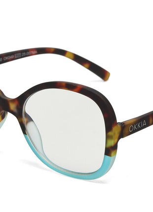 OK049HB Okkia Verona dames leesbril havana blauw - kies sterkte