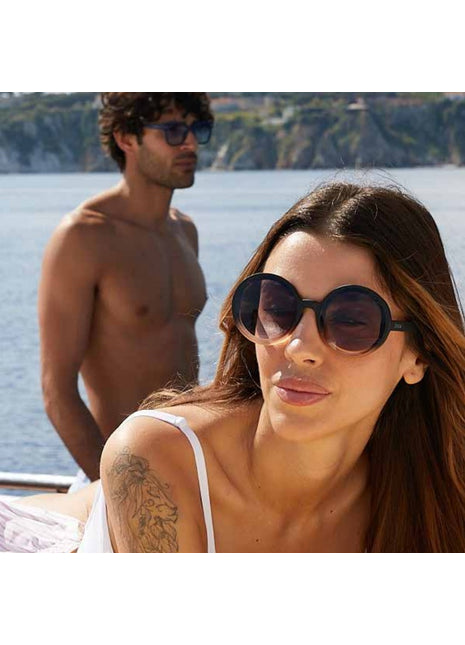 OK014-BP OKKIA Monica Round dames zonnebril black shaded rose