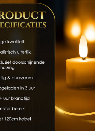 Akaro oplaadbare waxinelichtjes 12 – theelichtjes – nep kaarsen
