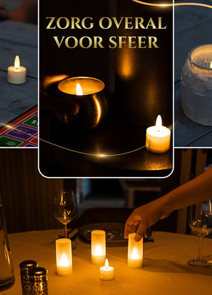 Akaro oplaadbare waxinelichtjes 12 – theelichtjes – nep kaarsen