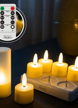 Akaro oplaadbare waxinelichtjes 6 – theelichtjes – nep kaarsen
