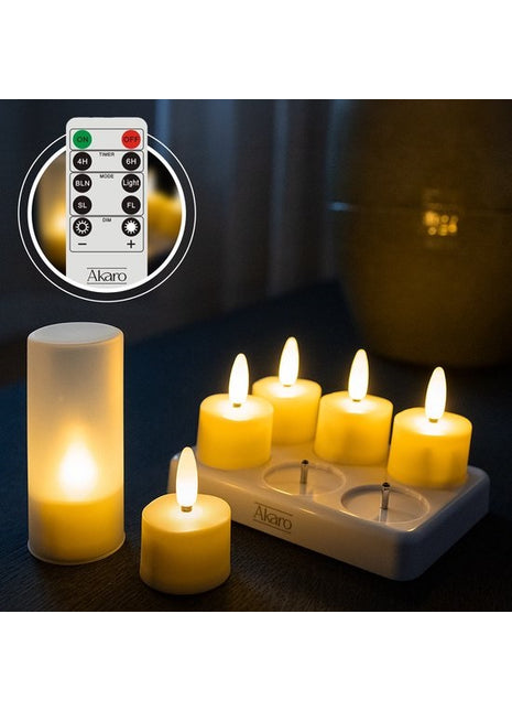 Akaro oplaadbare waxinelichtjes 6 – theelichtjes – LED kaarsen