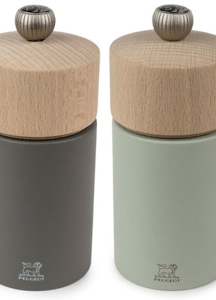 Peugeot Boreal pepermolen zoutmolen set rotsgrijs / saliegroen 12cm