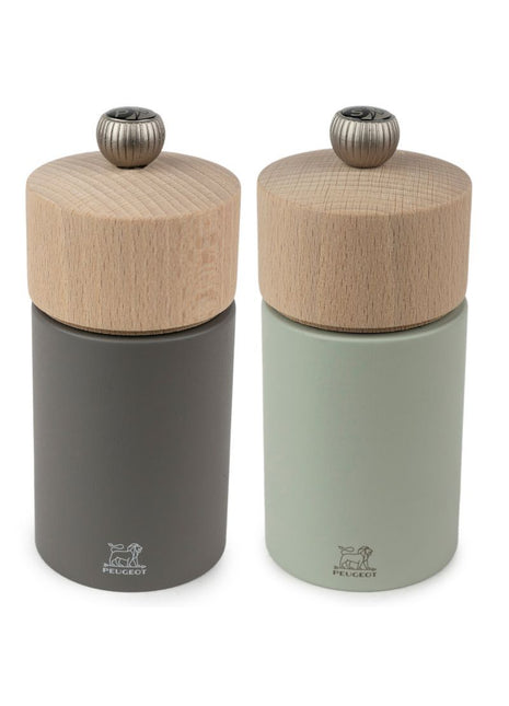 Peugeot Boreal pepermolen zoutmolen set rotsgrijs / saliegroen 12cm