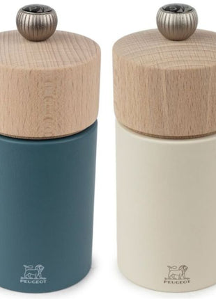 Peugeot Boreal pepermolen zoutmolen set blauw / wit 12cm