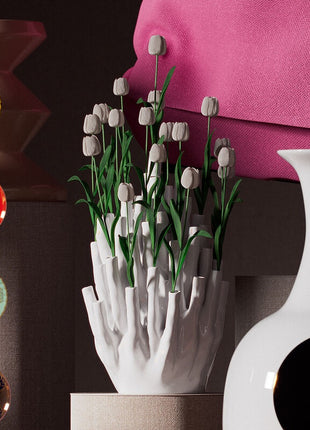 230-205-020 POLSPOTTEN Koraal vaas 50 tulpen wit
