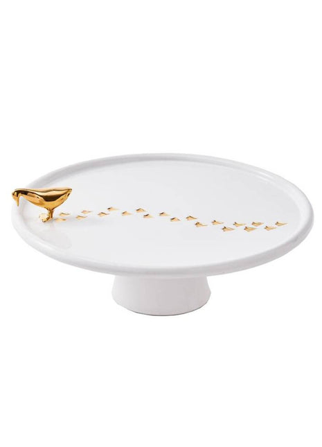 POLSPOTTEN Walking Duck cakestand / taartplateau goud
