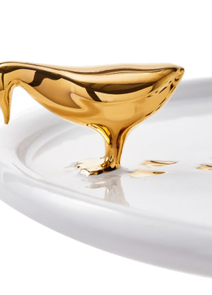 POLSPOTTEN Walking Duck cakestand / taartplateau goud