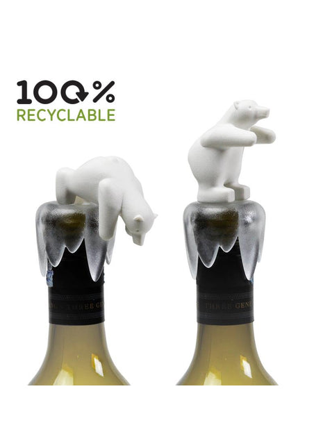 10253 Qualy Bottom up Bear - ijsbeer wijnstop - wit