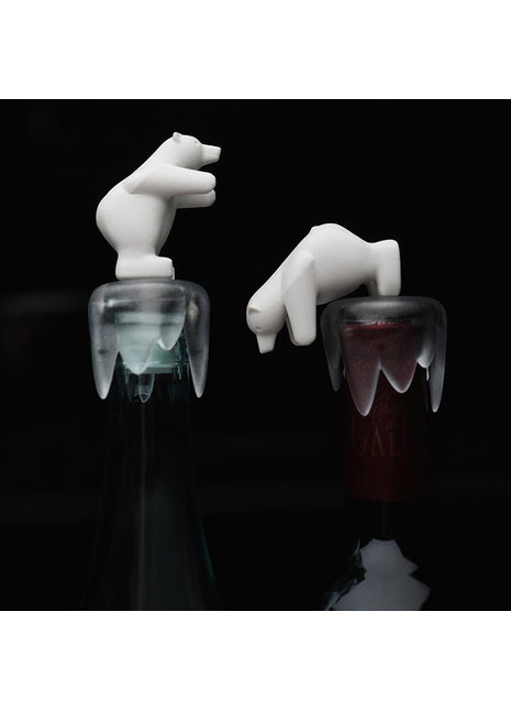 10253 Qualy Bottom up Bear - ijsbeer wijnstop - wit