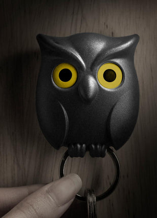 QL 10195 BK Qualy Night Owl - sleutelhanger uil - zwart