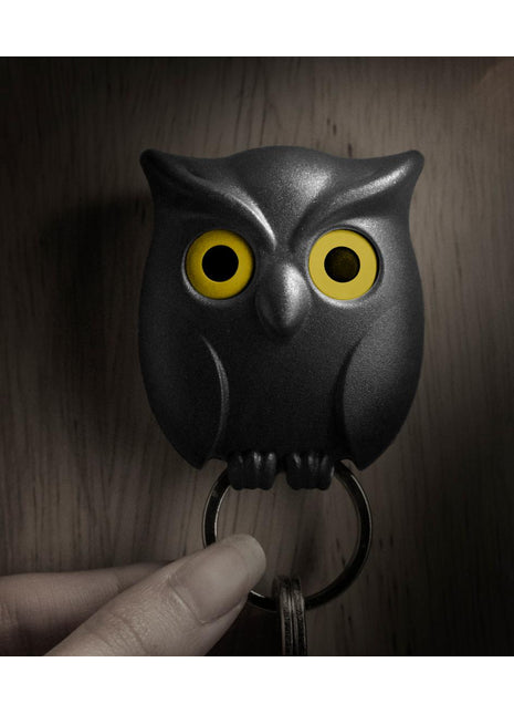 QL 10195 BK Qualy Night Owl - sleutelhanger uil - zwart