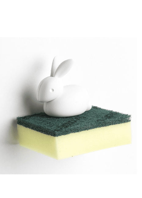 Qualy konijn sponshouder wasbak wit