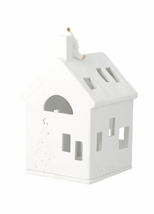 92646 Rader huisje theelicht Santa kerstman wachten op Rudolf