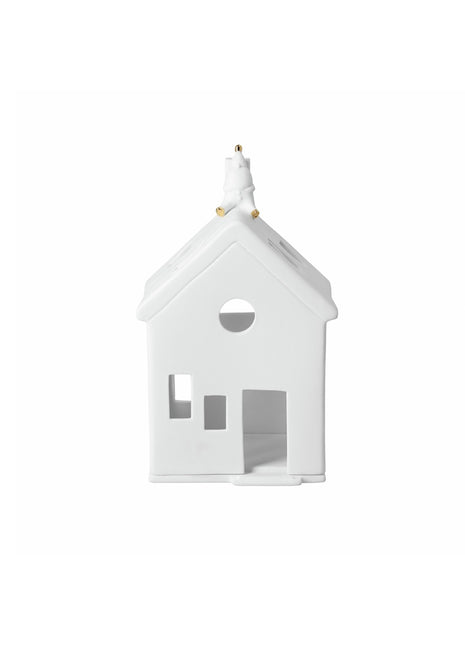 92646 Rader huisje theelicht Santa kerstman wachten op Rudolf