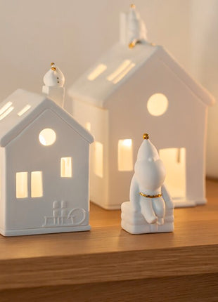 92647 Rader huisje theelicht Santa kerstman door schoorsteen