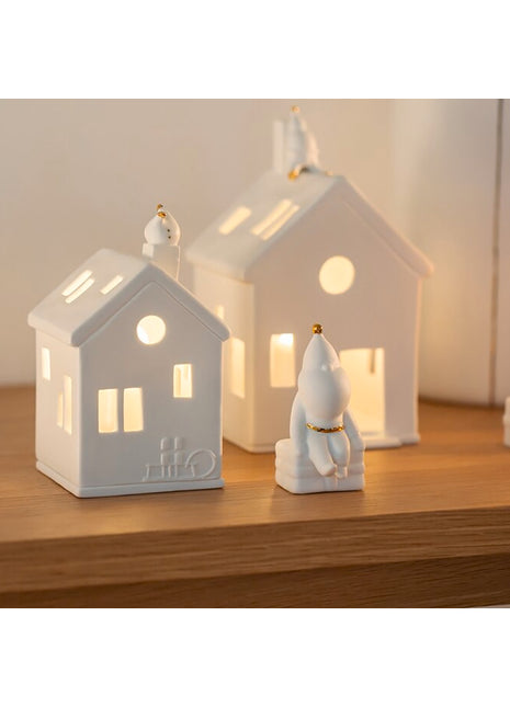 92647 Rader huisje theelicht Santa kerstman door schoorsteen