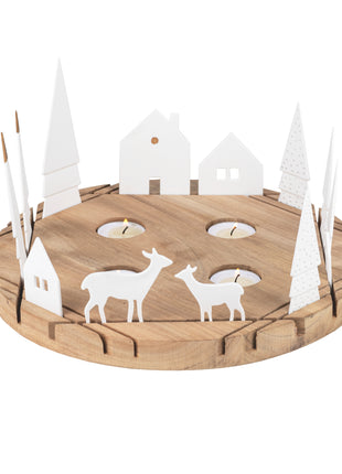 Rader lichtobject huizen van porselein rond 30cm