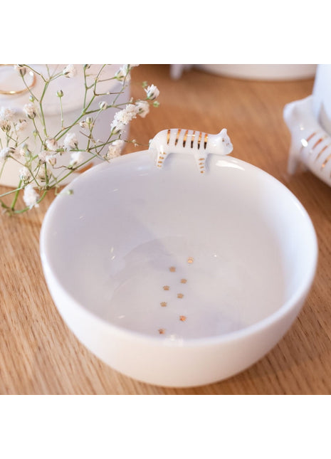 15517 Räder porseleinen schaaltje kat op rand