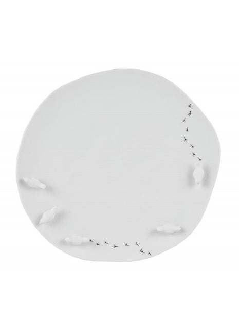 15536 Räder tales bord met zwerm vogels wit porselein