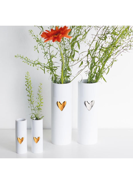 15583 Räder vaas hart goud wit porselein H. 17cm