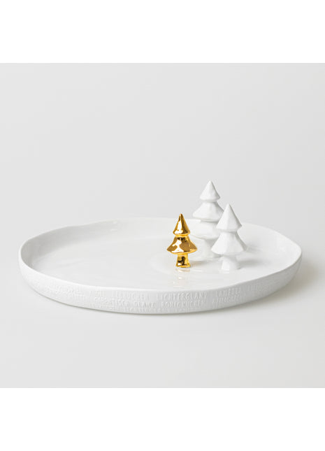 88560 Rader ronde schaal met dennenbomen 35cm - kerst