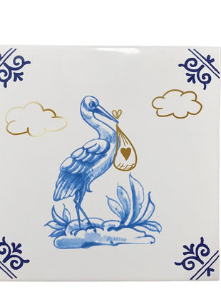 Royal Delft Goldie Tiles - tegel goud - baby geboren