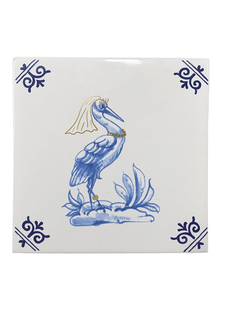 Royal Delft Goldie Tiles - tegel huwelijk Bruid & Bruid