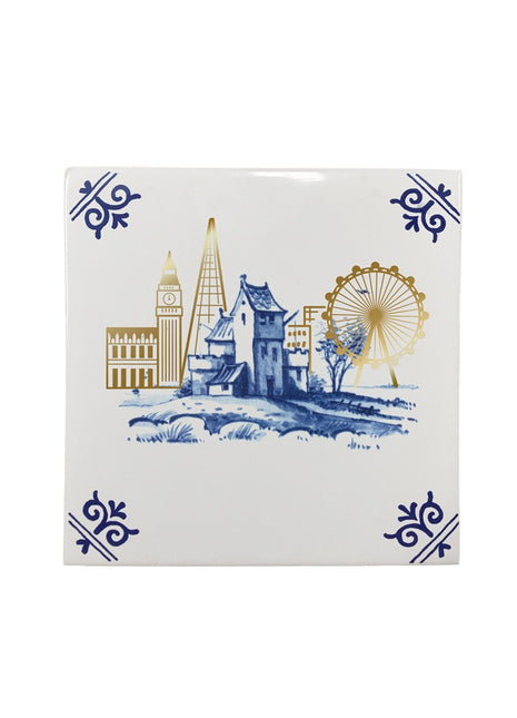 Royal Delft Goldie Tiles - tegel goud - Delft to London