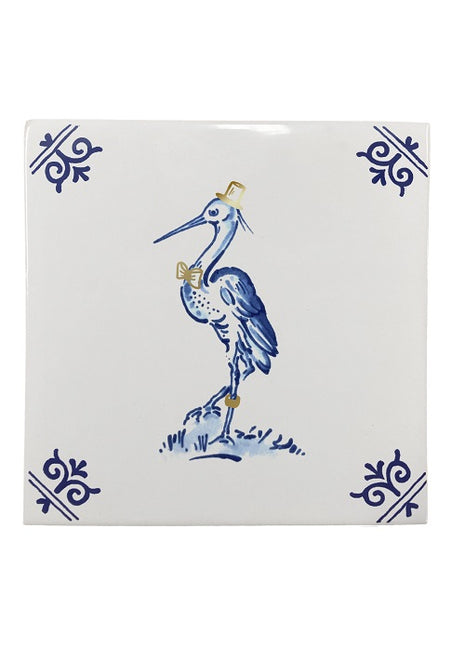Royal Delft Goldie Tiles - tegel huwelijk Bruidegom & Bruidegom
