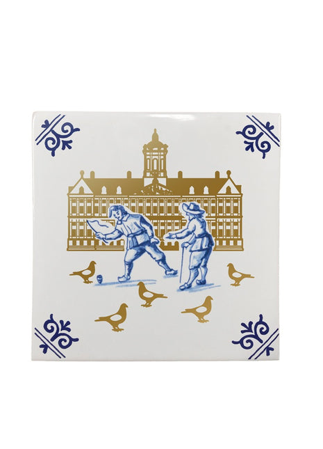 Royal Delft Goldie Tiles - tegel goud - Delft to Amsterdam